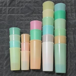 Colorful Vintage Tupperware Plastic Cups Set